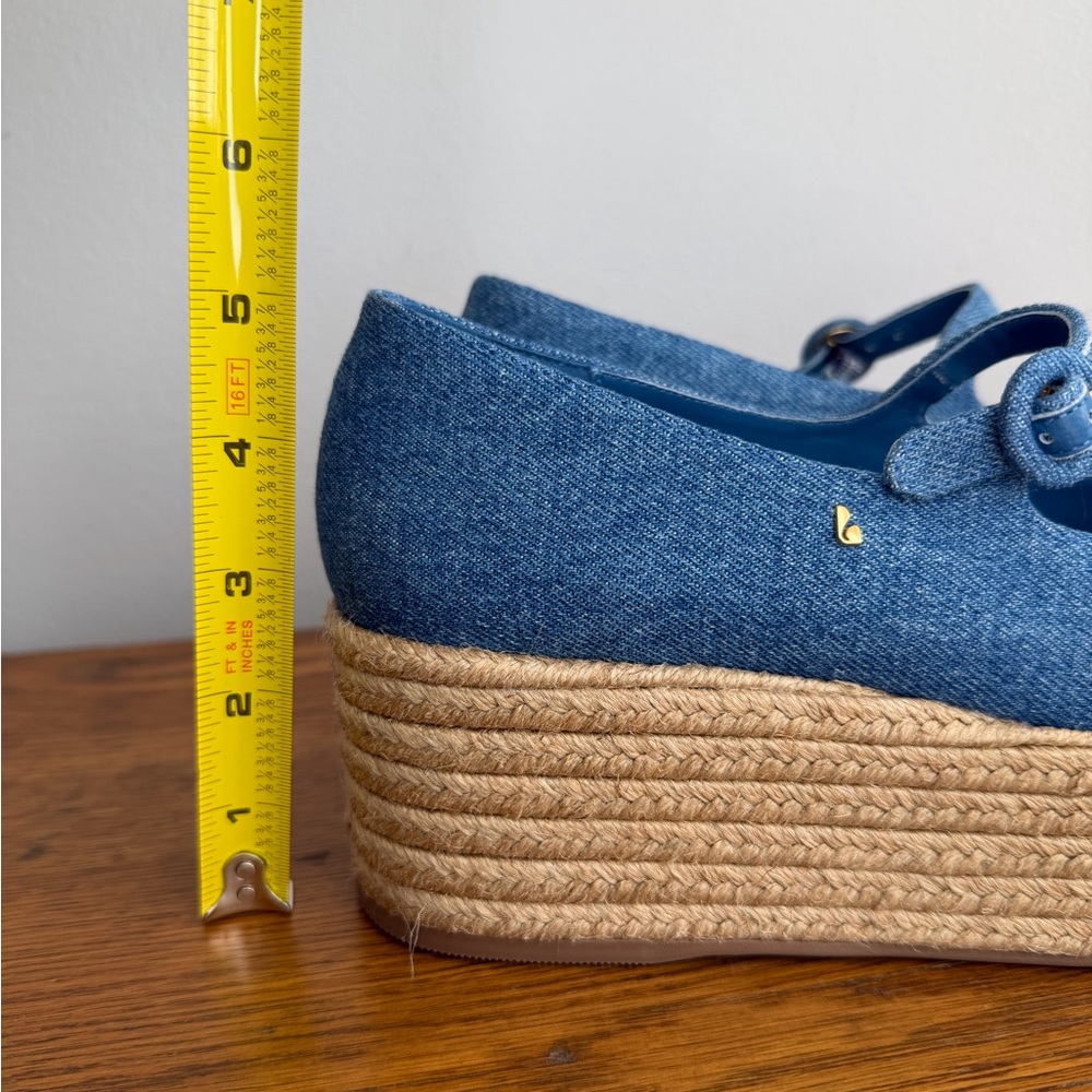 Larroude Blue Denim Mary Jane Platform Espadrilles - Picture 8 of 8